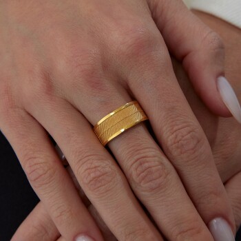 22 Ayar Edge Stripe Yüzük - Dokuz Yüz On Altı (1)