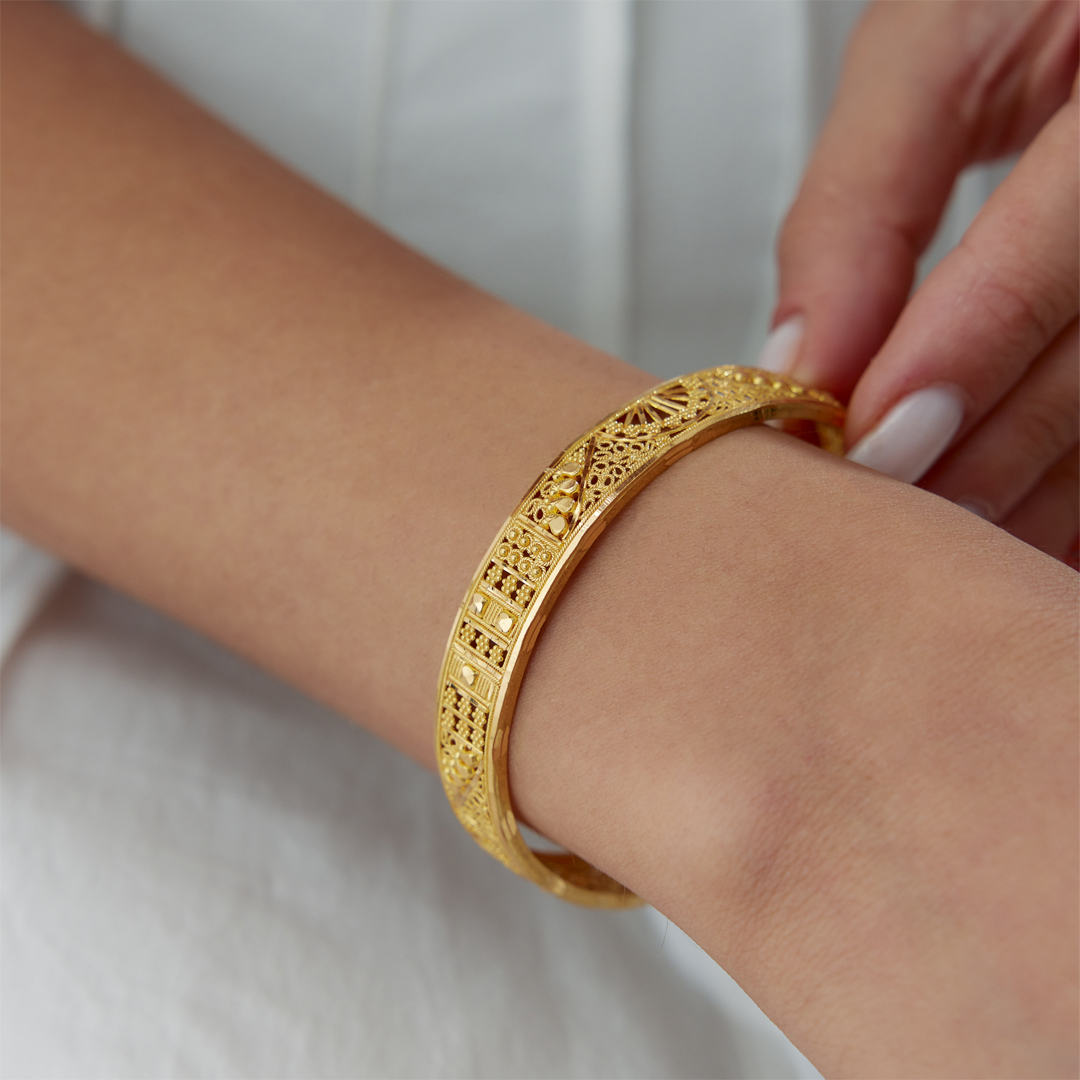 22 Ayar Hint İşlemeli Kelepçe - 2