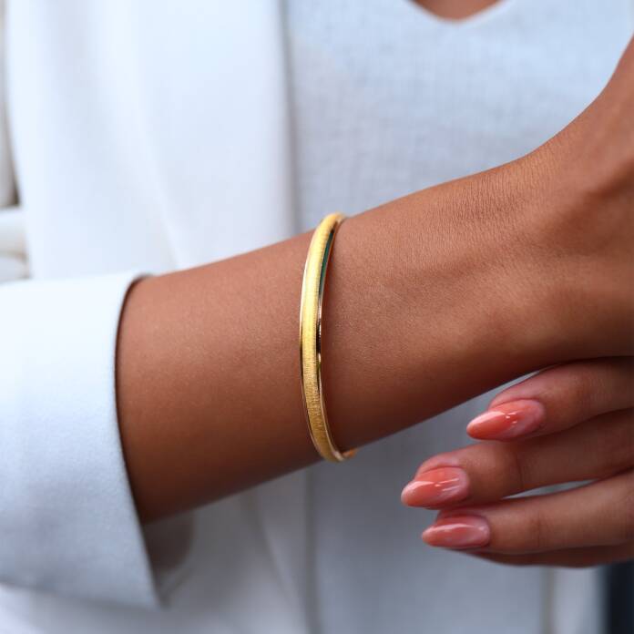 22 Ayar Kenarları Parlak Ortası Kumlu Bilezik - 1