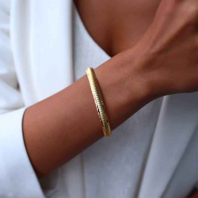 22 Ayar Mat Çapraz İşlemeli Bilezik - 1