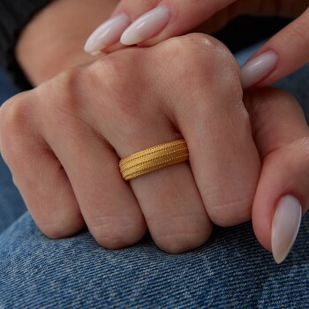 22 Ayar Stripe Yüzük - Dokuz Yüz On Altı