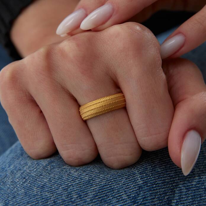 22 Ayar Stripe Yüzük - 1