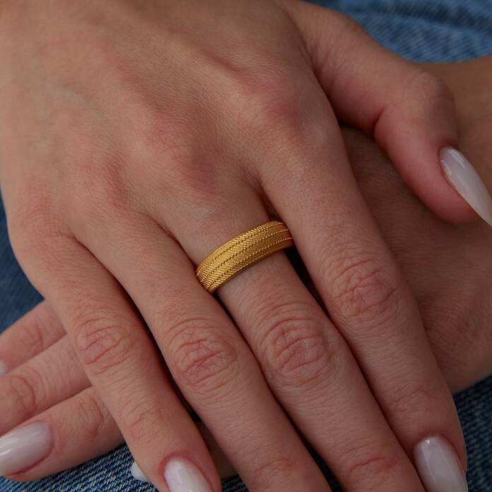 22 Ayar Stripe Yüzük - 3