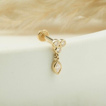 3 Taşlı Sallantılı Minimal Tragus Piercing - 3