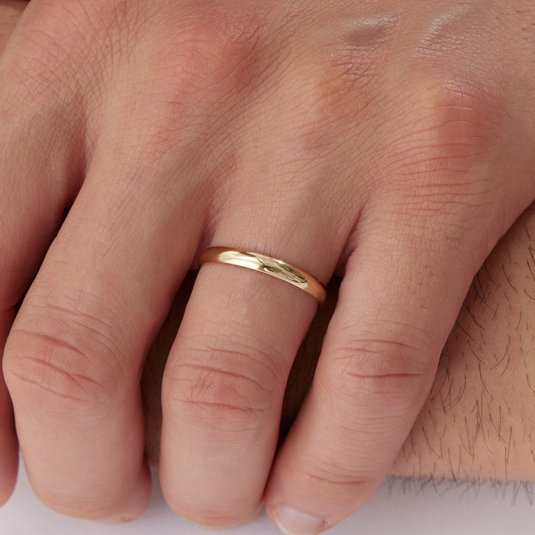 3.00 mm Bombeli Klasik Sarı Erkek Alyans - 1