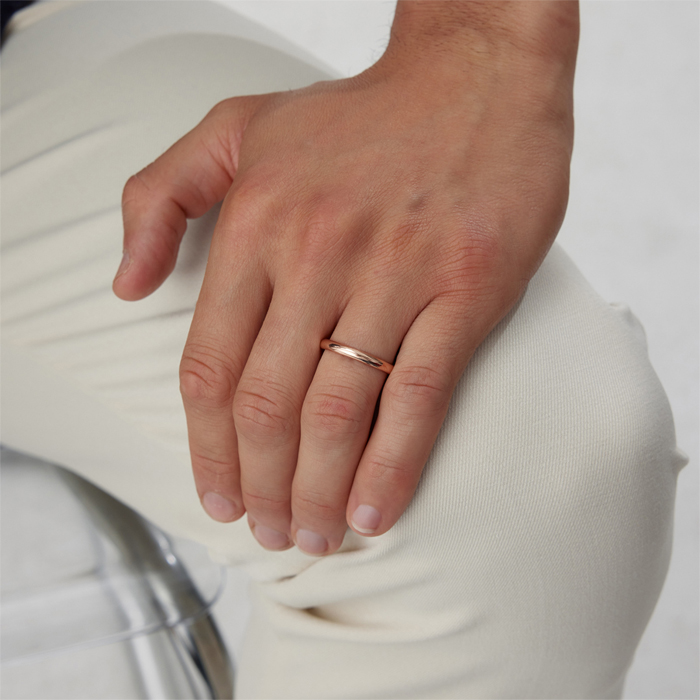 3.00 mm Bombeli Rose Düz Alyans - Haskar