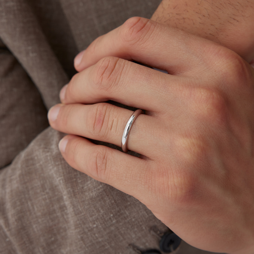 3.00 mm Bombeli Simin Beyaz Alyans - 1