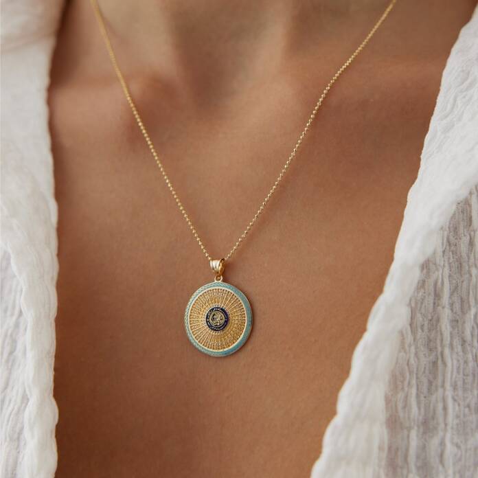 35 Besmeleye Yazılı Turkuaz Mineli Kolye - 1