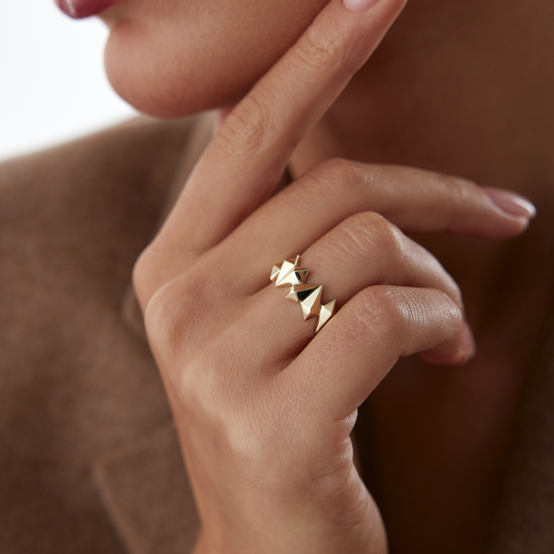 3D Asimetri Kalp Fast Yüzük - 1