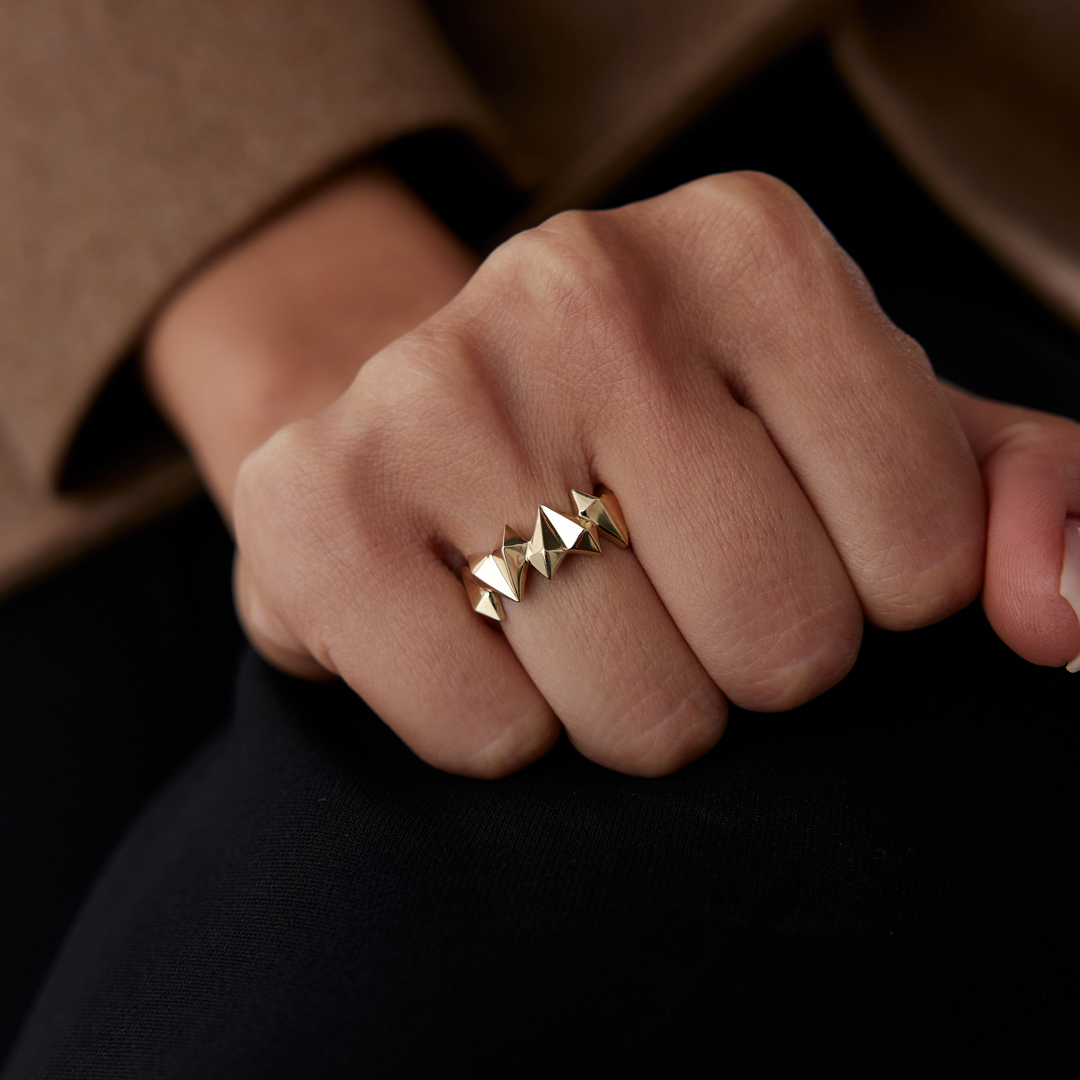 3D Asimetri Kalp Fast Yüzük - 2