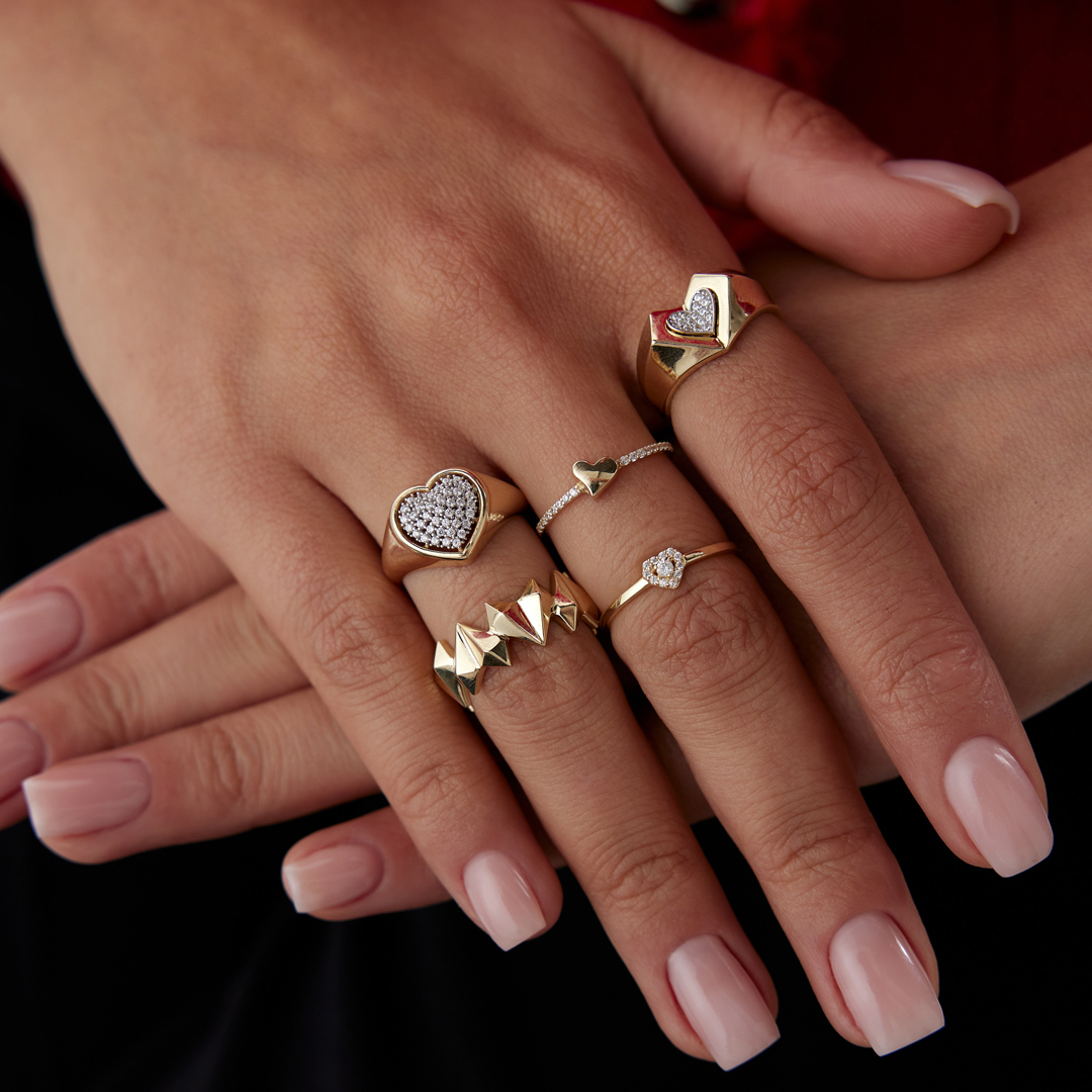 3D Asimetri Kalp Fast Yüzük - 3