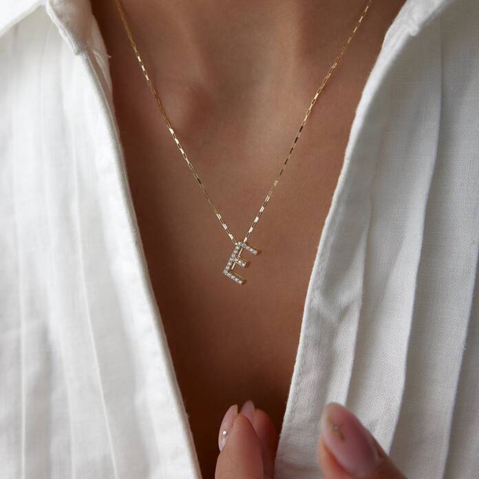 3D Taşlı Harf Kolye - 1