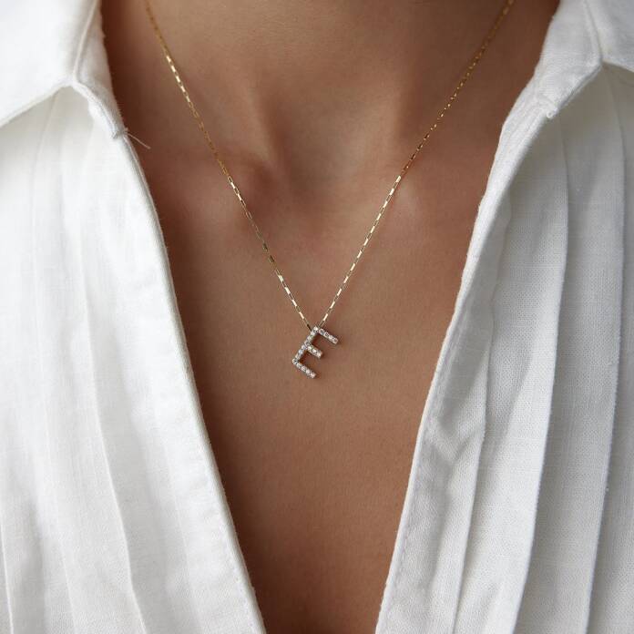 3D Taşlı Harf Kolye - 2