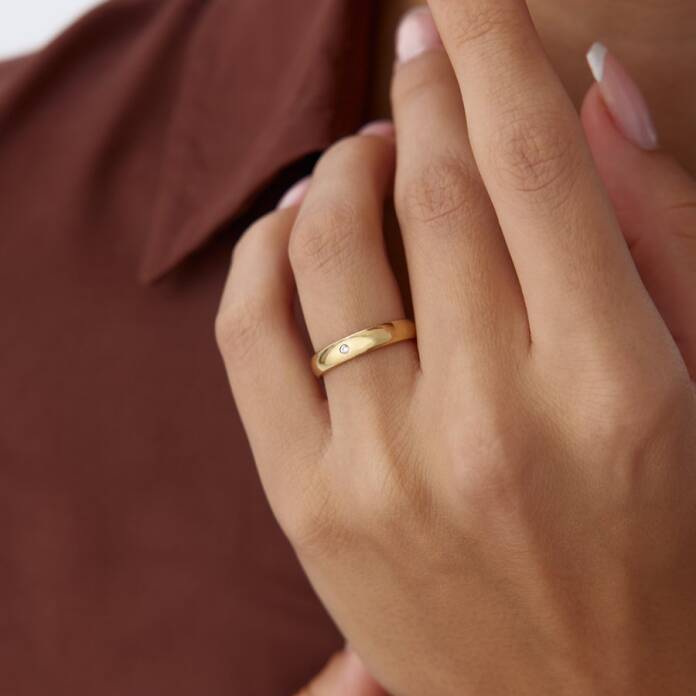 4.0 mm Taşlı Bombe Klasik Alyans - 1