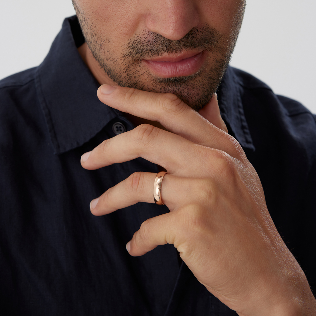 4.00 mm Bombeli Spesso Erkek Alyans - 1