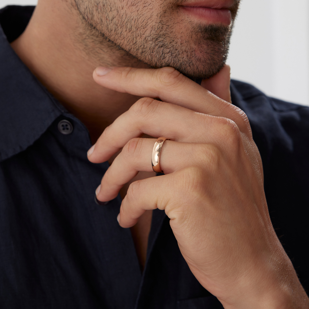 4.00 mm Bombeli Spesso Erkek Alyans - 2