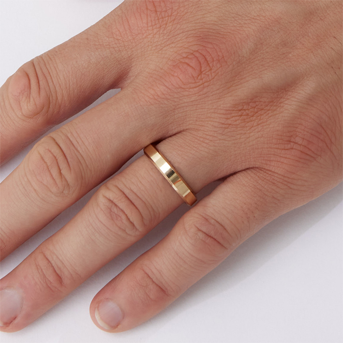 4.00 mm Köşeli Ortası Parlak Erkek Alyans - Haskar (1)