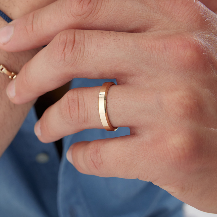 4.00 mm Köşeli Ortası Parlak Erkek Alyans - Haskar