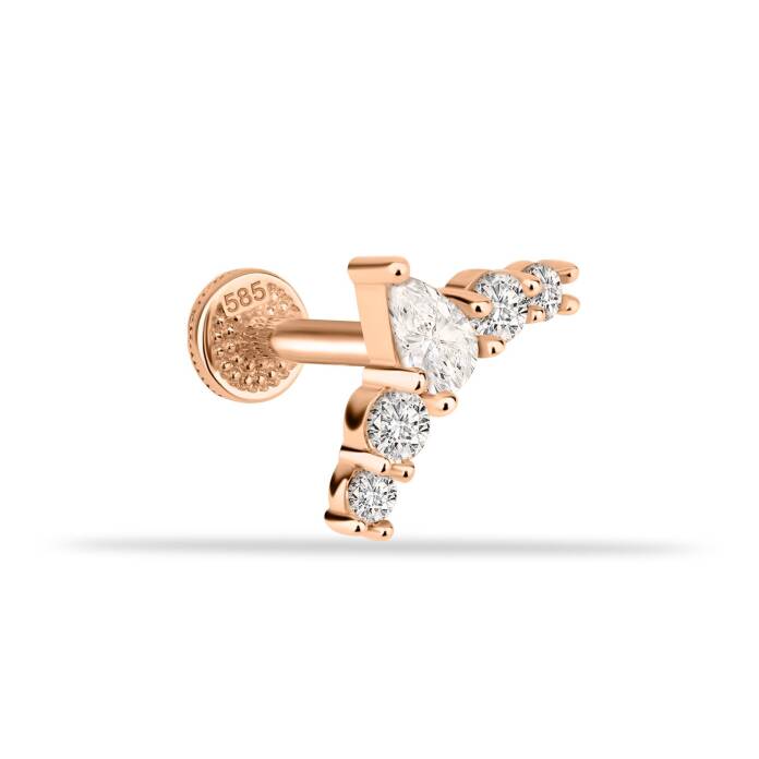 5 Taşlı Minimal Tragus Piercing - 1