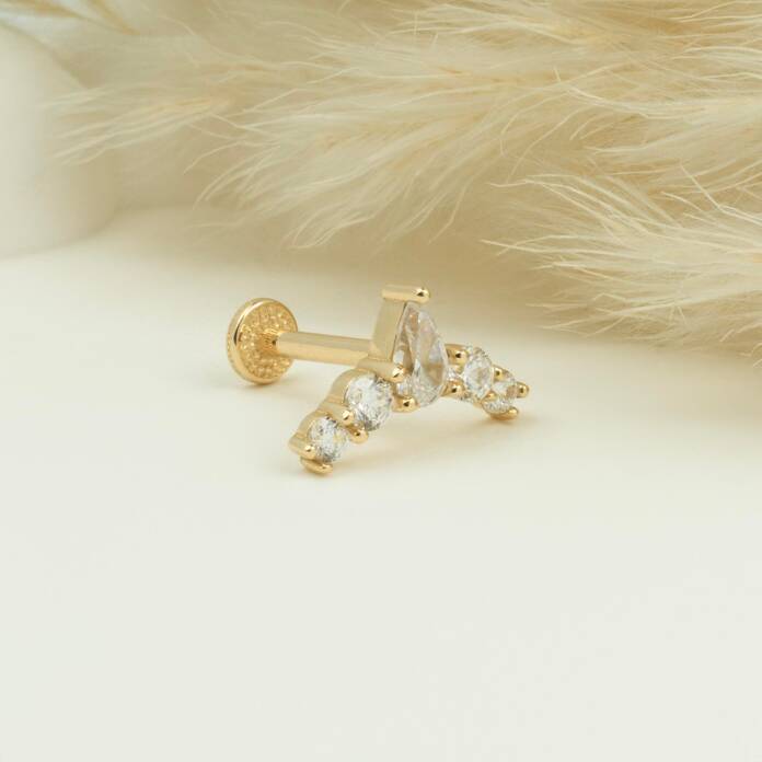 5 Taşlı Minimal Tragus Piercing - 3