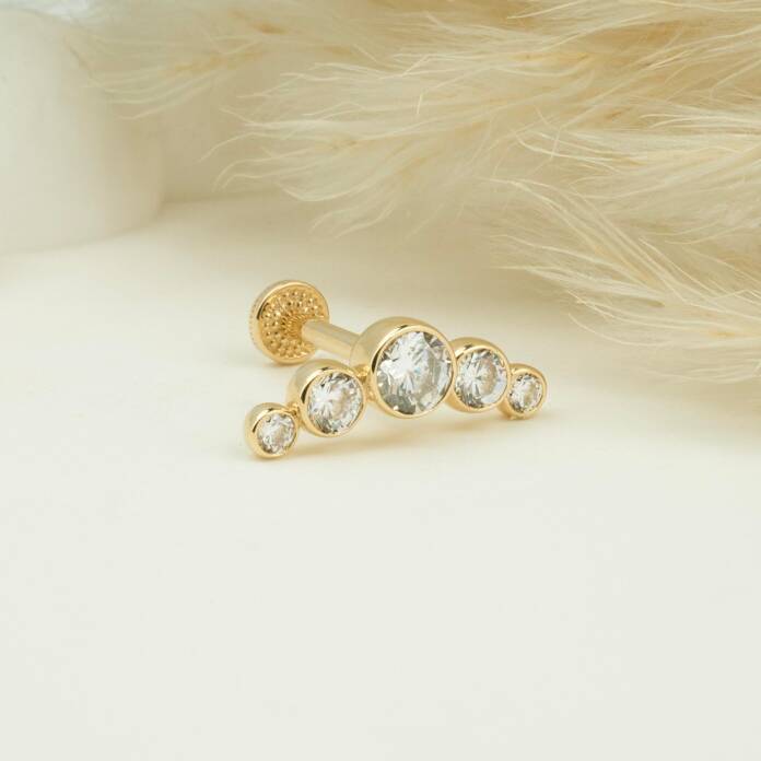 5 Taşlı Tragus Piercing - 3