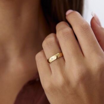 5.0 mm Taşlı Bombe Klasik Alyans - Tülay Alyans