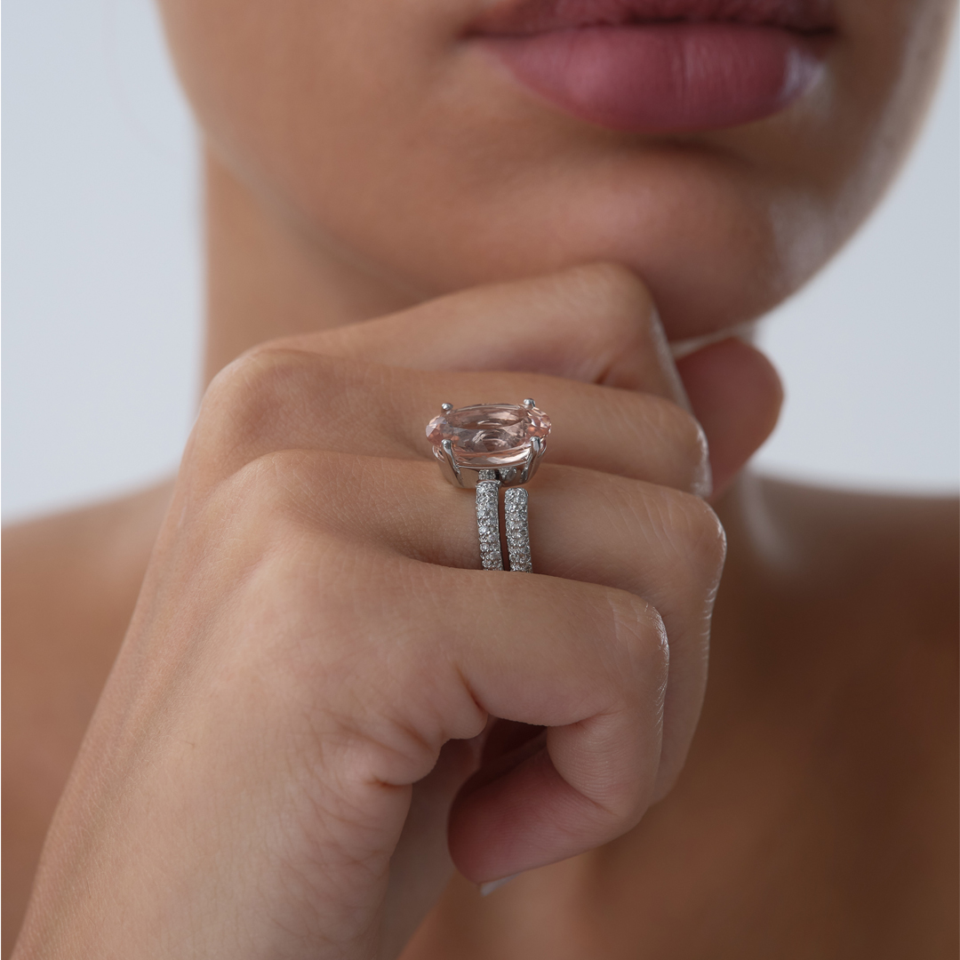 5.00 ct Oval Kesim Morganite Pırlanta Yüzük - 2