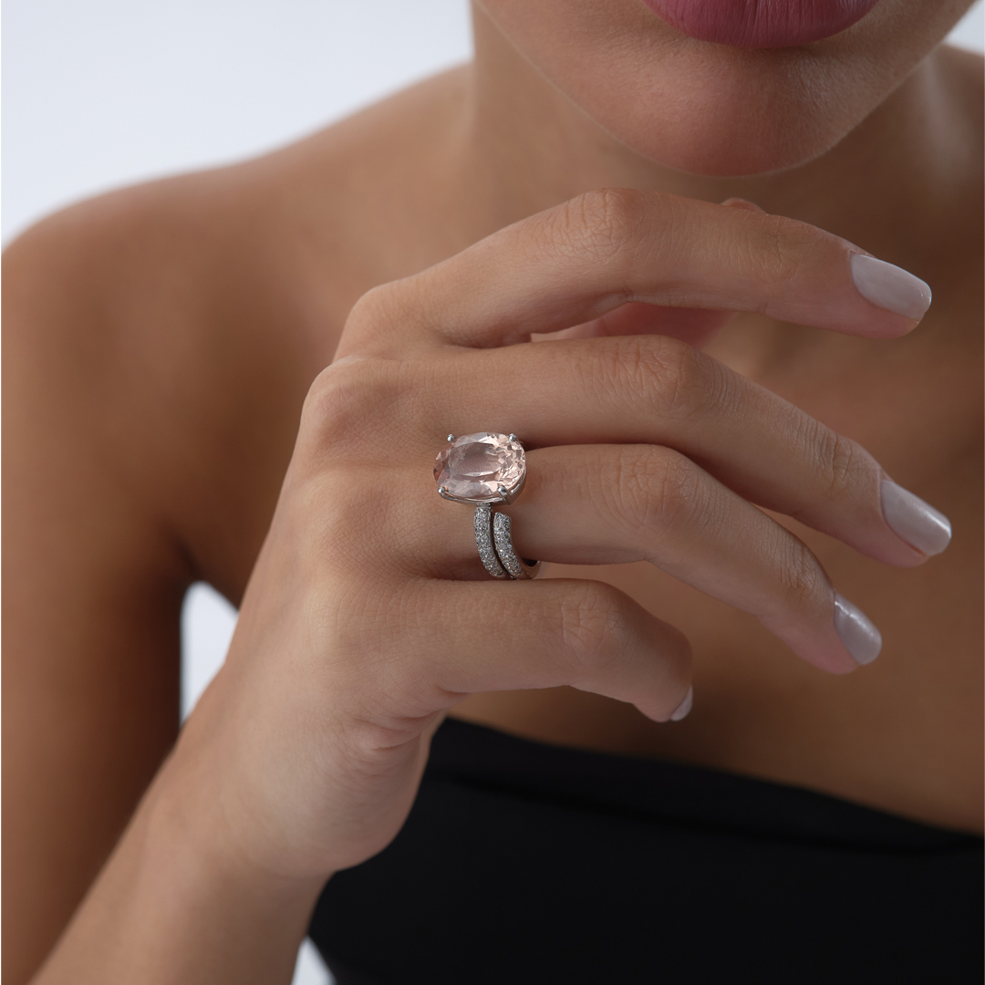 5.00 ct Oval Kesim Morganite Pırlanta Yüzük - 4