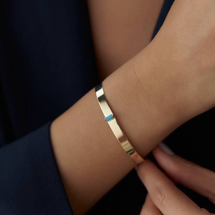 5.00 mm Turkuaz Taşlı Astar Kelepçe - 1