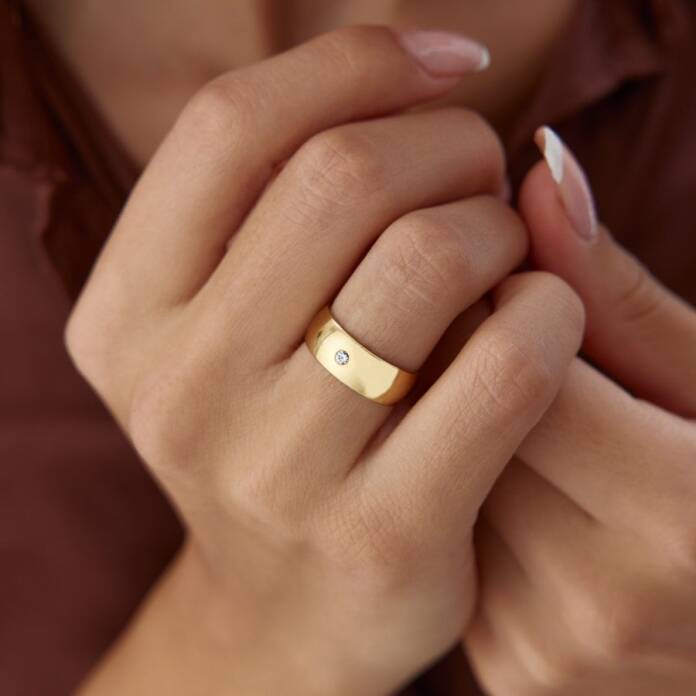 6.0 mm Taşlı Bombe Klasik Alyans - 1