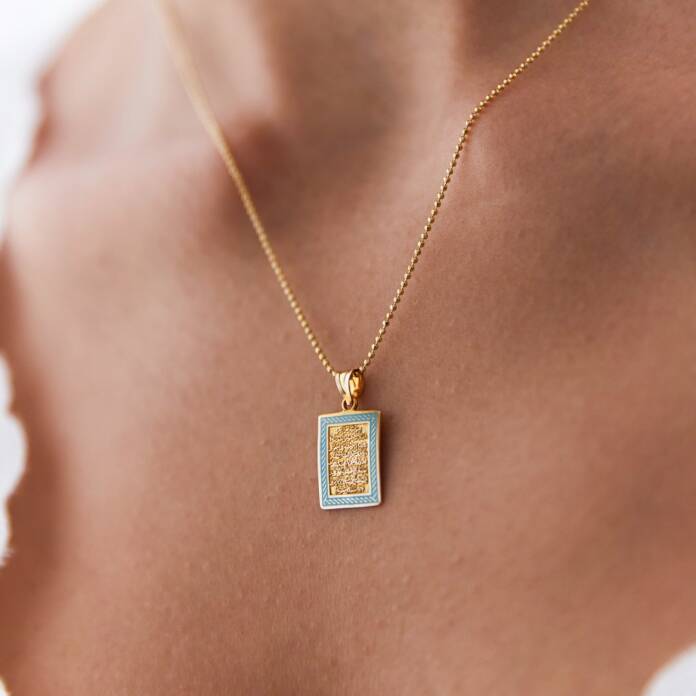 Açık Mavi Ayetel Kürsi Kolye - 1