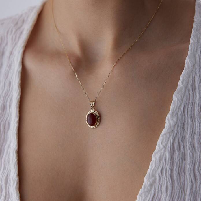 Akik Taşlı Greek Kolye - 2