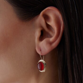 Akik Taşlı Greek Küpe - 3