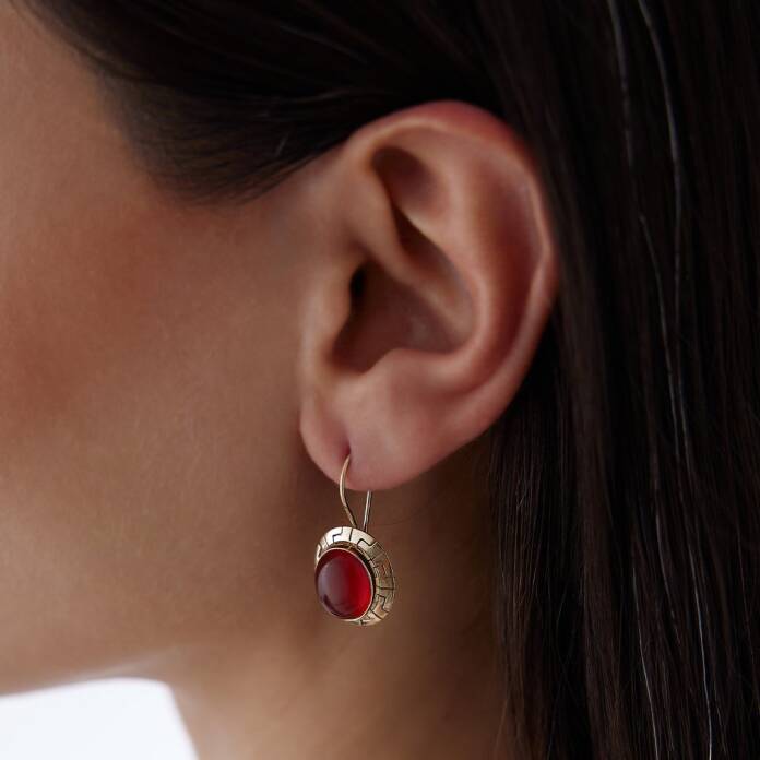 Akik Taşlı Greek Küpe - 4