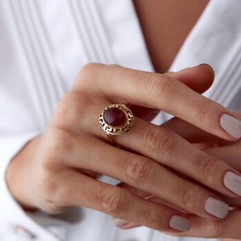 Akik Taşlı Greek Yüzük - 3