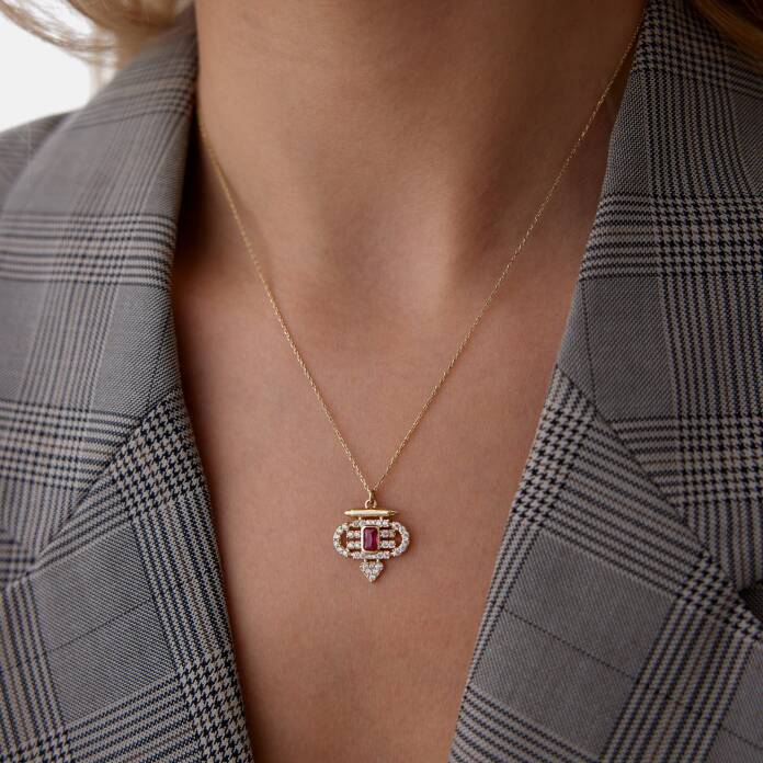 Alice Renkli Taşlı Kolye - 1