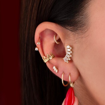 Altı Baget Taşlı Tragus Piercing - 2