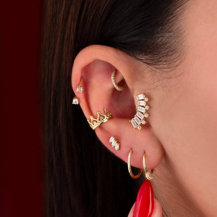 Altı Baget Taşlı Tragus Piercing - 2