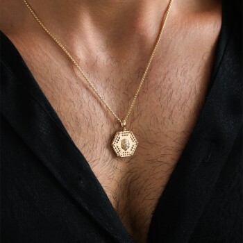 Altıgen Aslan Pia Erkek Kolye - Koçak