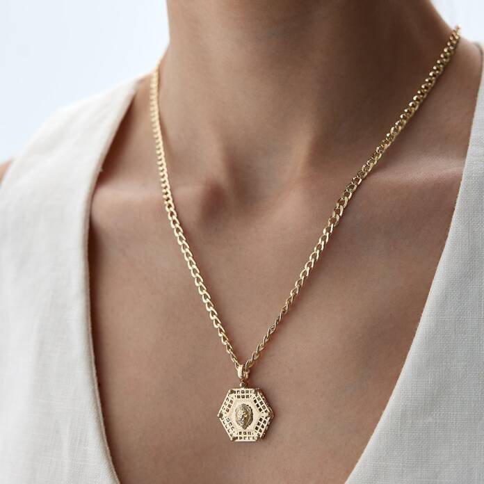 Altıgen Dorica Aslan Kolye - 1