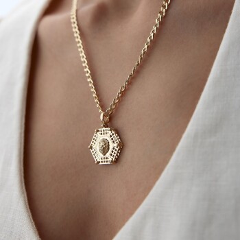 Altıgen Dorica Aslan Kolye - 3