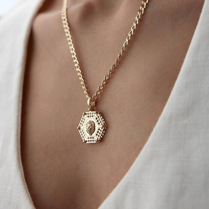 Altıgen Dorica Aslan Kolye - 3