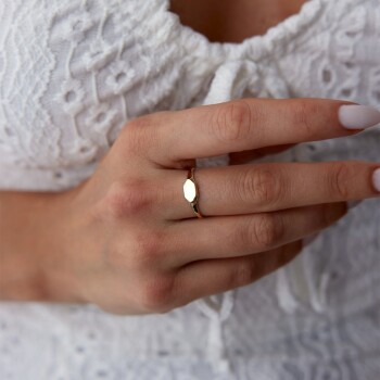 Altıgen Plaka Harf Yüzük - Rayna