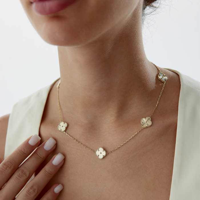 Altın Beşli Yonca Cleef Kolye - Milades (1)