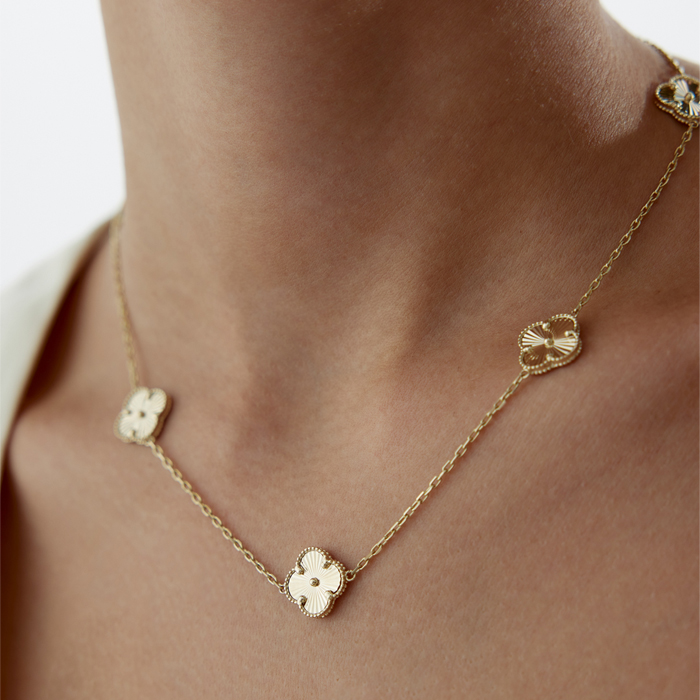 Altın Beşli Yonca Cleef Kolye - 3