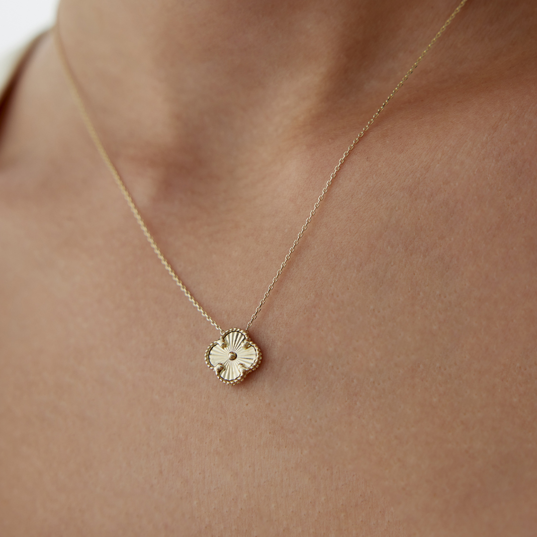 Altın Sedefli Yonca Cleef Kolye - 2