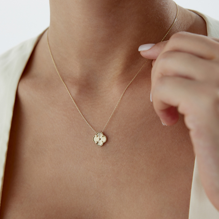 Altın Sedefli Yonca Cleef Kolye - 3