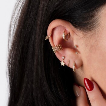 Alttan Üç Taşlı Helix Piercing - Dianora (1)