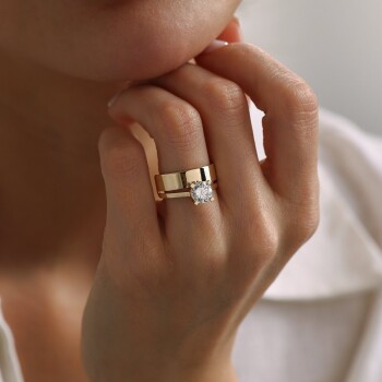 Alyanslı Baret Tektaş Yüzük - Oragold Orhan