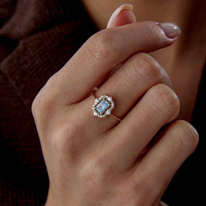 Aqua Square Taşlı Çevre Yüzük - 1